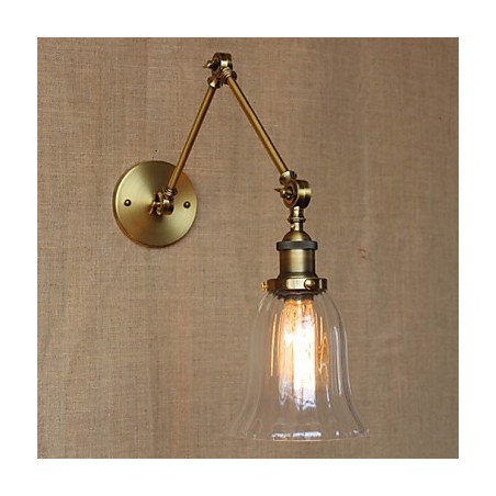 Lámpara de pared de balcón con brazo largo y doble de vidrio chapado en bronce nórdico de estilo americano de Milán Lámpara de pared de balcón con brazo largo y doble de vidrio chapado en bronce nórdico de estilo americano de Milán