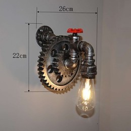 Lámpara de pared de pasillo de bar de restaurante con barra de hierro creativa, lámpara de pared de loft, equipo industrial, personalidad para hacer las viejas tuberías de agua
