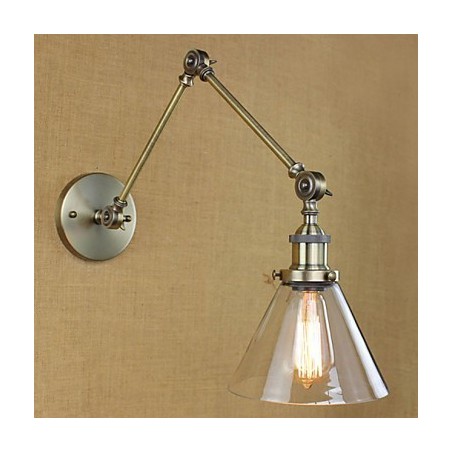 Lámpara de pared de cristal con brazo de hierro y revestimiento de bronce para bar, comedor, hotel, vintage, iluminación Lámpara de pared de cristal con brazo de hierro y revestimiento de bronce para bar, comedor, hotel, vintage, iluminación