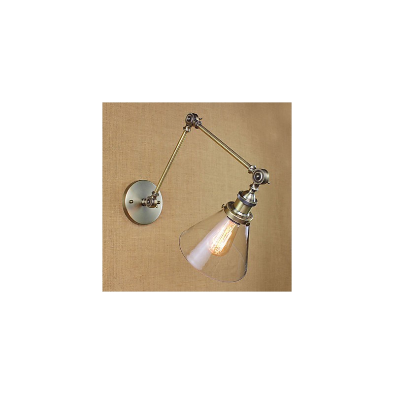 Lámpara de pared de cristal con brazo de hierro y revestimiento de bronce para bar, comedor, hotel, vintage, iluminación