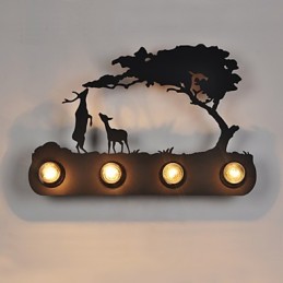 Lámparas de pared de hierro retro estilo loft, estilo pastoral americano, de 4 luces para pasillo de dormitorio