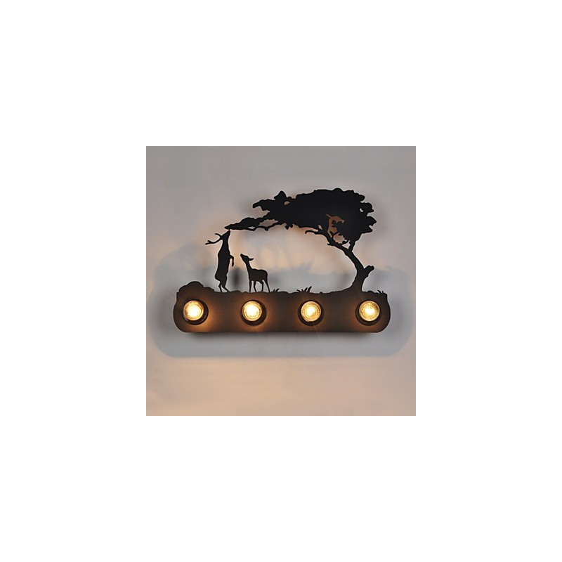 Lámparas de pared de hierro retro estilo loft, estilo pastoral americano, de 4 luces para pasillo de dormitorio