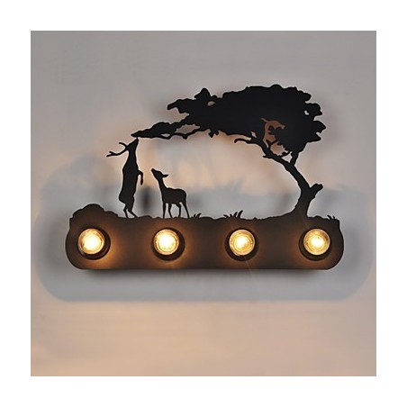 Lámparas de pared de hierro retro estilo loft, estilo pastoral americano, de 4 luces para pasillo de dormitorio Lámparas de pared de hierro retro estilo loft, estilo pastoral americano, de 4 luces para pasillo de dormitorio