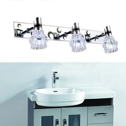 Lámpara de pared de baño de un solo color, blanca, con herrajes frontales de espejo y placa de metal, nueva llegada