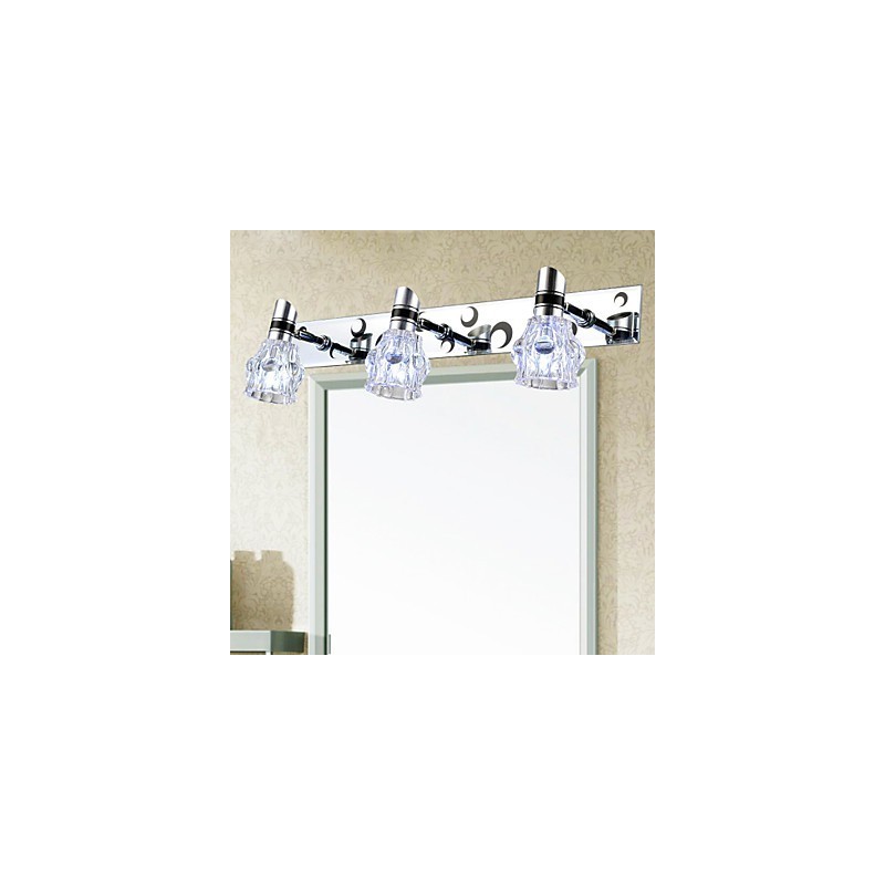 Lámpara de pared de baño de un solo color, blanca, con herrajes frontales de espejo y placa de metal, nueva llegada
