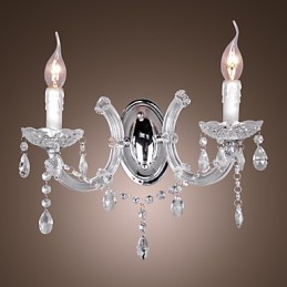 Elegante lámpara de pared de cristal con 2 luces