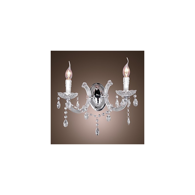 Elegante lámpara de pared de cristal con 2 luces