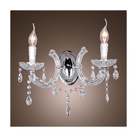 Elegante lámpara de pared de cristal con 2 luces Elegante lámpara de pared de cristal con 2 luces