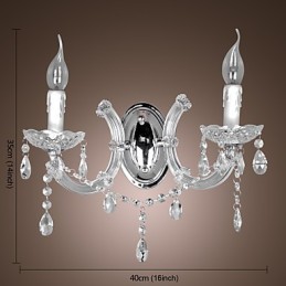 Elegante lámpara de pared de cristal con 2 luces