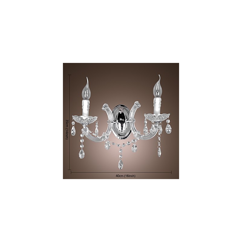 Elegante lámpara de pared de cristal con 2 luces