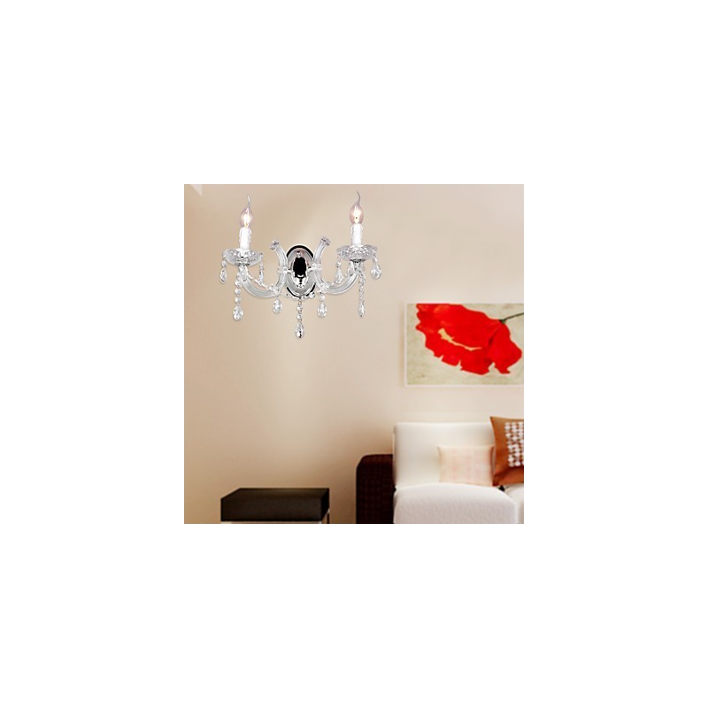 Elegante lámpara de pared de cristal con 2 luces