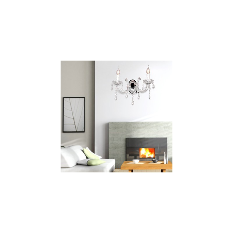 Elegante lámpara de pared de cristal con 2 luces