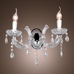 Elegante lámpara de pared de cristal con 2 luces