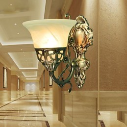 Lámparas de pared europeas de metal chapado en bronce, iluminación con mesita de noche, espejo frontal para sala de estar, lámpara de balcón