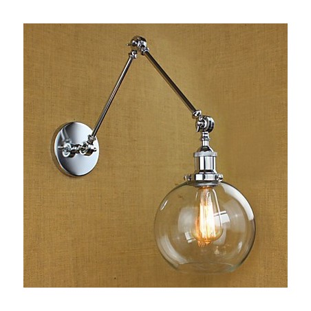 Lámpara de pared de cristal cromado con brazo doble ajustable, color plateado, para KTV, mesita de noche, pasillo, restaurante, hotel o habitación. Lámpara de pared de cristal cromado con brazo doble ajustable, color plateado, para KTV, mesita de noche, pasillo, restaurante, hotel o habitación.