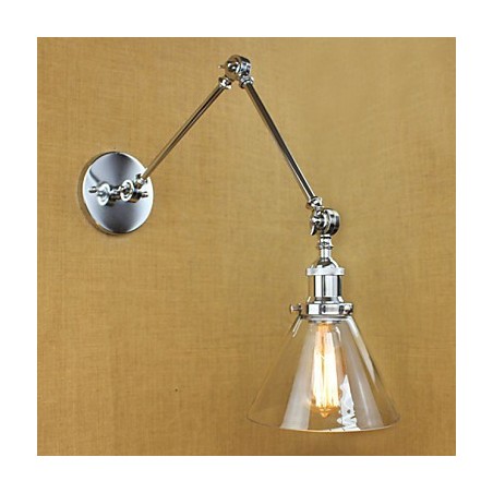 Lámpara de pared de cristal cromado con brazo doble ajustable, color plateado, para KTV, mesita de noche, pasillo, restaurante, hotel o habitación. Lámpara de pared de cristal cromado con brazo doble ajustable, color plateado, para KTV, mesita de noche, pasillo, restaurante, hotel o habitación.