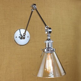 Lámpara de pared de cristal cromado con brazo doble ajustable, color plateado, para KTV, mesita de noche, pasillo, restaurante, hotel o habitación.