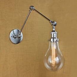 Lámpara de pared retro telescópica de cristal cromado
