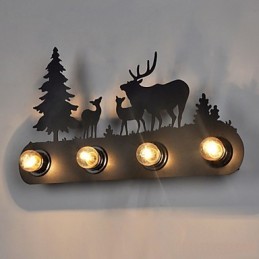Lámparas de pared de hierro retro estilo loft, estilo pastoral americano, de 4 luces para pasillo de dormitorio