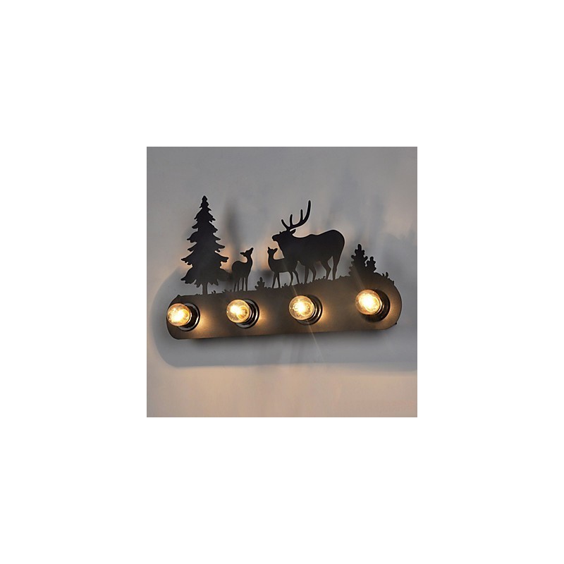 Lámparas de pared de hierro retro estilo loft, estilo pastoral americano, de 4 luces para pasillo de dormitorio