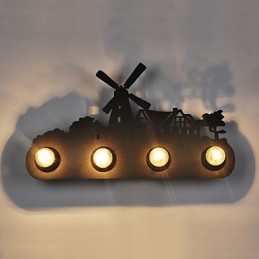 Lámparas de pared de hierro retro estilo loft, estilo pastoral americano, de 4 luces para pasillo de dormitorio
