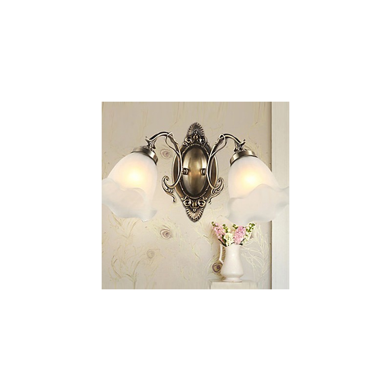 Lámpara de pared de hierro forjado, estilo europeo, elegante y moderno, de cristal retro.