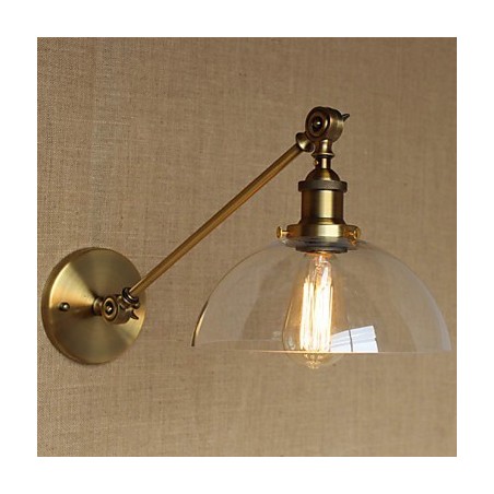 Lámpara de pared estilo retro creativo estilo americano estilo country para salón o dormitorio con brazo de latón, bronce y vidrio de hierro. Lámpara de pared estilo retro creativo estilo americano estilo country para salón o dormitorio con brazo de latón, bronce y vidrio de hierro.