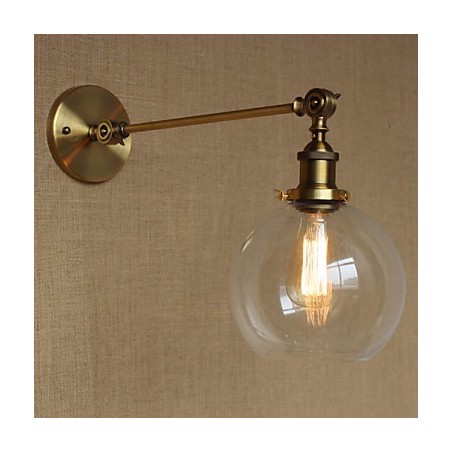 Lámpara de pared estilo retro creativo estilo americano estilo country para salón o dormitorio con brazo de latón, bronce y vidrio de hierro. Lámpara de pared estilo retro creativo estilo americano estilo country para salón o dormitorio con brazo de latón, bronce y vidrio de hierro.