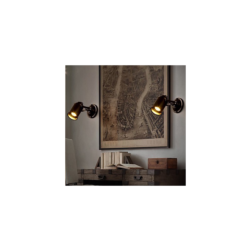 Lámpara de pared vintage industrial de hierro forjado negro, lámpara de pared retro, lámpara de pared para pasillo, iluminación de pared