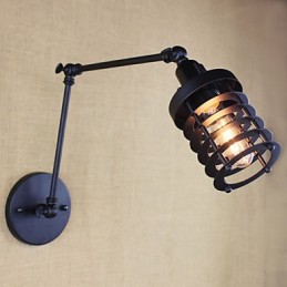 Lámpara de pared estilo cama de hotel restaurante, brazo de hierro, doble, retro, vintage, cinturón negro, interruptor