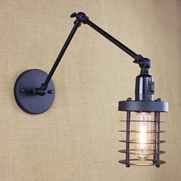 Lámpara de pared estilo cama de hotel restaurante, brazo de hierro, doble, retro, vintage, cinturón negro, interruptor