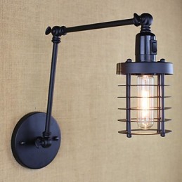 Lámpara de pared estilo cama de hotel restaurante, brazo de hierro, doble, retro, vintage, cinturón negro, interruptor