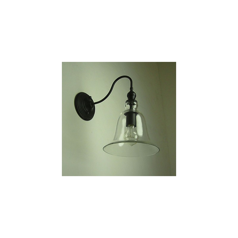 Lámpara de pared vintage de una luz de acero y cristal