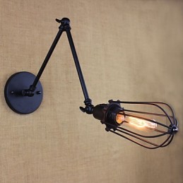 Lámpara de pared estilo cama de hotel restaurante, brazo de hierro, doble, retro, vintage, cinturón negro, interruptor