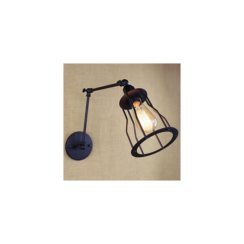 Lámpara de pared estilo cama de hotel restaurante, brazo de hierro, doble, retro, vintage, cinturón negro, interruptor