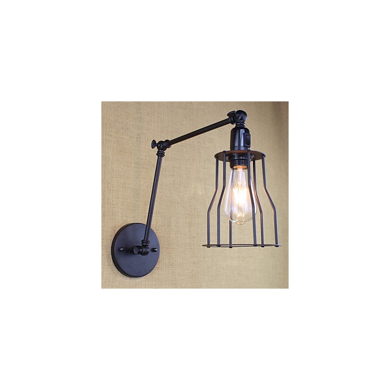 Lámpara de pared estilo cama de hotel restaurante, brazo de hierro, doble, retro, vintage, cinturón negro, interruptor