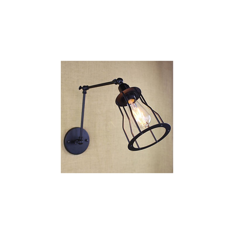 Lámpara de pared estilo cama de hotel restaurante, brazo de hierro, doble, retro, vintage, cinturón negro, interruptor