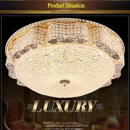 Lámpara de techo de cristal de lujo moderna con cúpula absorbente de 50 cm de diámetro.