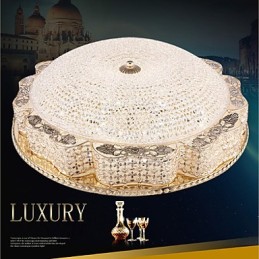 Lámpara de techo de cristal de lujo moderna con cúpula absorbente de 50 cm de diámetro.