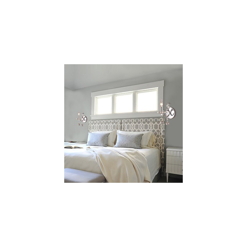 Aplique de pared de cristal plateado con 1 luz