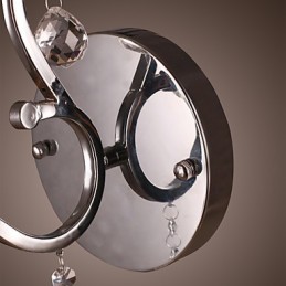 Aplique de pared de cristal plateado con 1 luz