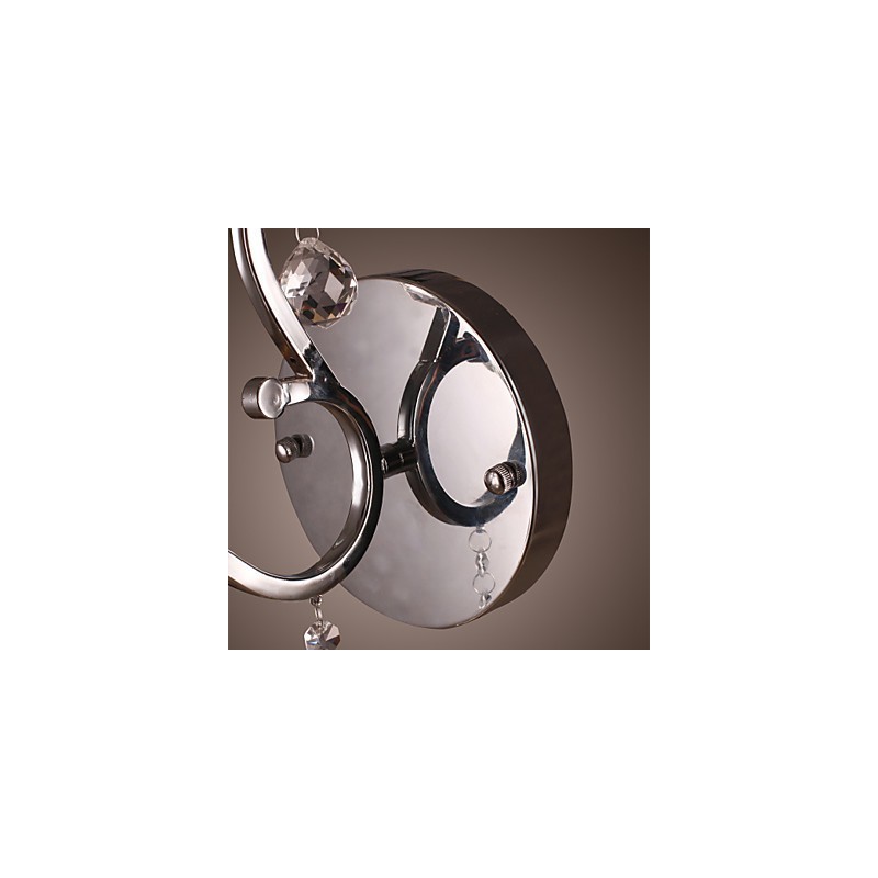 Aplique de pared de cristal plateado con 1 luz
