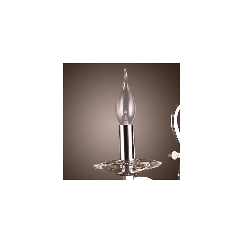 Aplique de pared de cristal plateado con 1 luz