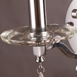 Aplique de pared de cristal plateado con 1 luz