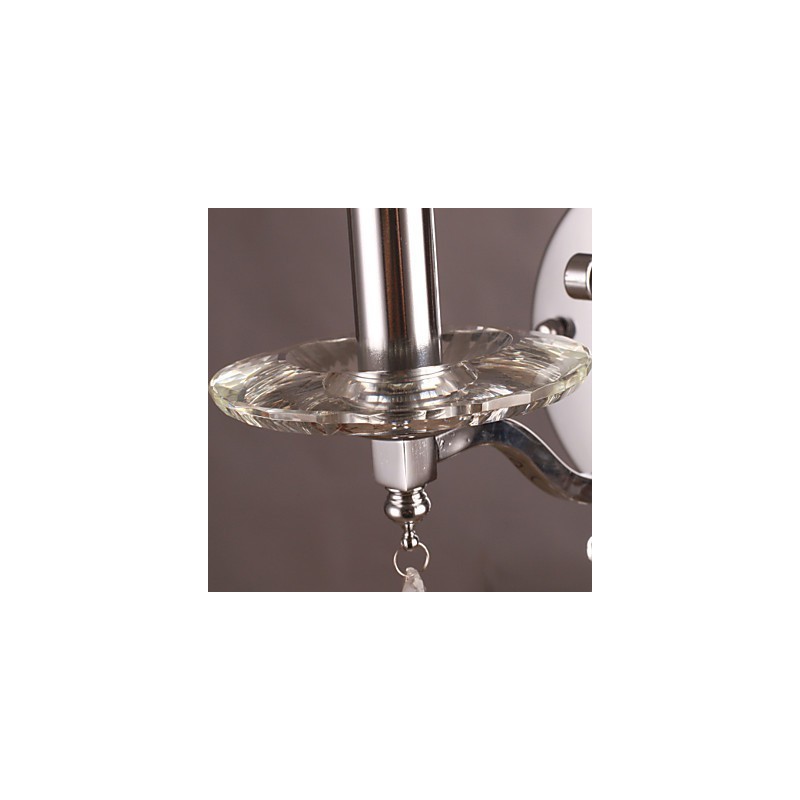 Aplique de pared de cristal plateado con 1 luz