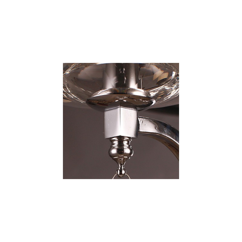 Aplique de pared de cristal plateado con 1 luz