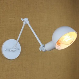 Lámpara de pared moderna de hierro forjado con brazo largo blanco doble para sala de estar, pasillo, dormitorio, mesita de noche, estudio