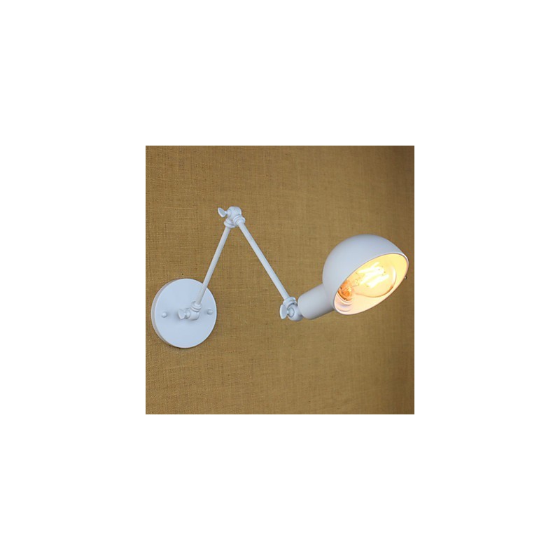 Lámpara de pared moderna de hierro forjado con brazo largo blanco doble para sala de estar, pasillo, dormitorio, mesita de noche, estudio