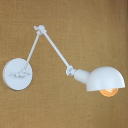 Lámpara de pared moderna de hierro forjado con brazo largo blanco doble para sala de estar, pasillo, dormitorio, mesita de noche, estudio