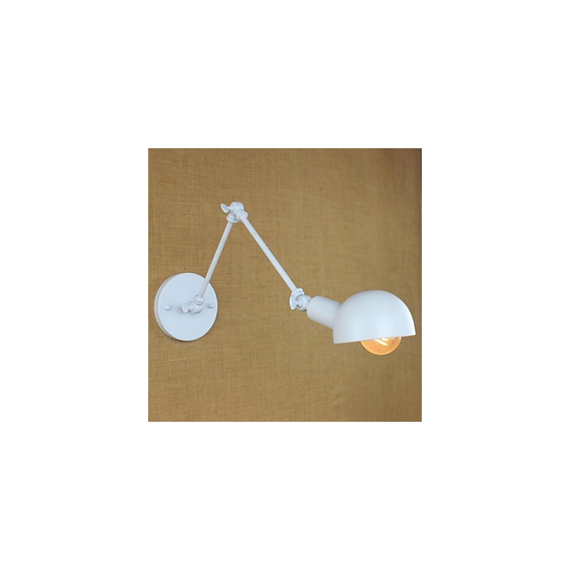 Lámpara de pared moderna de hierro forjado con brazo largo blanco doble para sala de estar, pasillo, dormitorio, mesita de noche, estudio